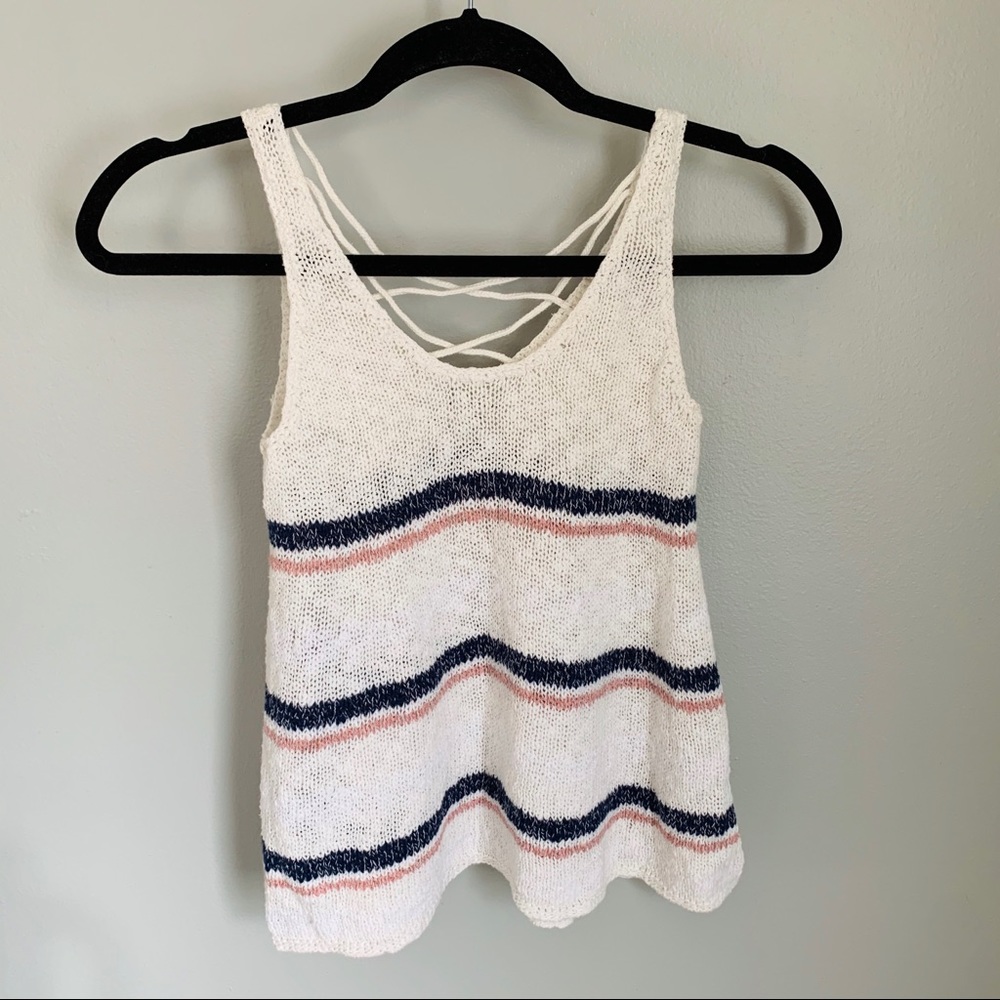 AEO Striped Crochet Tank Top